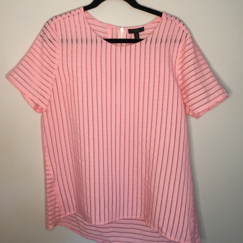 NWOT J. crew Blossom Pink Shadow Stripe Tunic - Picture 1 of 8